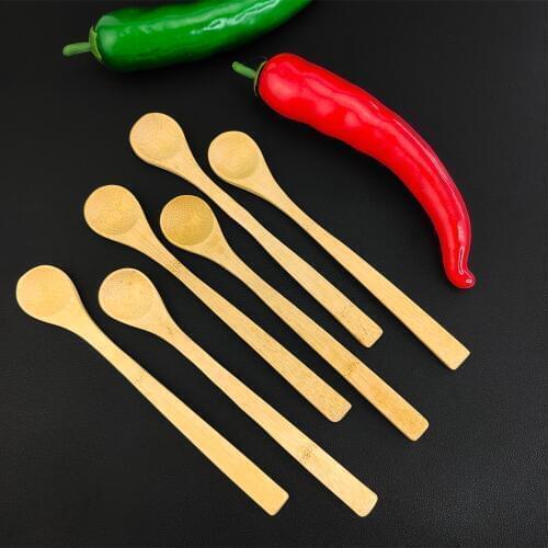 1PCS Bamboo Soup Spoon Kitchen Cooking Teaspoons Condiment Utensil Coffee Scoops Kid Ice Cream Sugar Spoon Tableware Tool