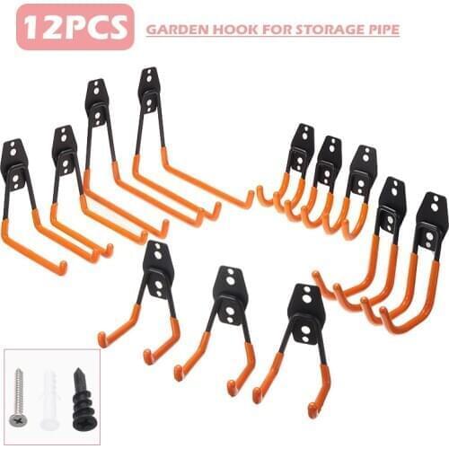 12pcs Heavy Duty Non-Slip Garage Hooks Hanger Utility Storage Garden Tool Organizer Wall Mounted Hanging Clip