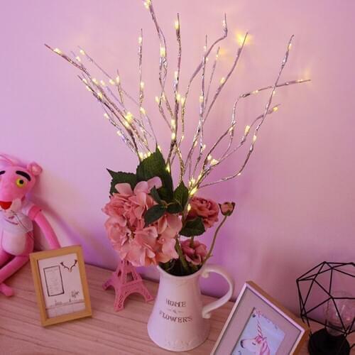 20 Bulbs LED Willow Branch Lights Lamp Warm White Tall Vase Filler Willow Twig Lighted Branch Christmas Wedding Decorative Light