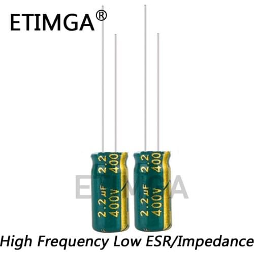 50pcs/lot 2.2UF 400V 2.2UF aluminum electrolytic capacitor size 6*12 20