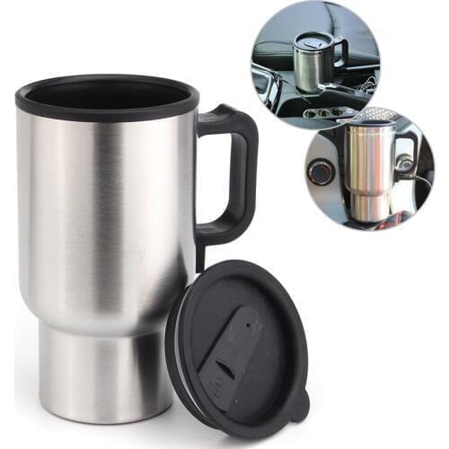 Car Heated Travel Mug 12V Stainless Steel Thermal Mug Travelling Outdoor