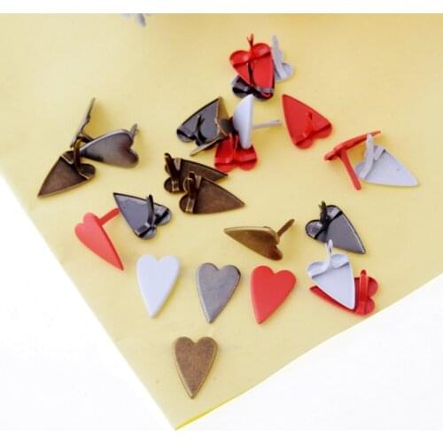Free shipping 50PCs mixed Pastel Heart Brads Scrapbooking Embellishment Holiday Decoration & Gift 11X16mm F1280
