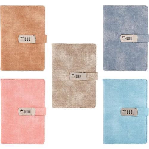 A5 Notebook with Password Lock Leather Agenda Diary Week Planner Notepad School M17F