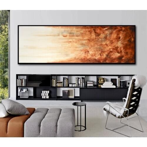 Large art original abstract painting panoramic art big brown modern abstract oil painting fine art