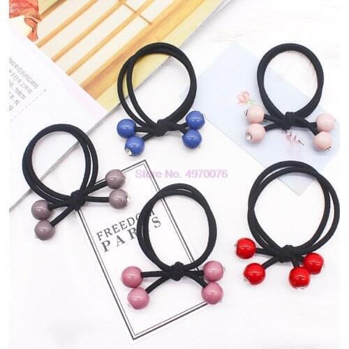 DHL 1000pcs Multicolor Pearls Hair Holders Rubber Bands Elastic Hair Bands Girl Women Ponytail Tie Gum