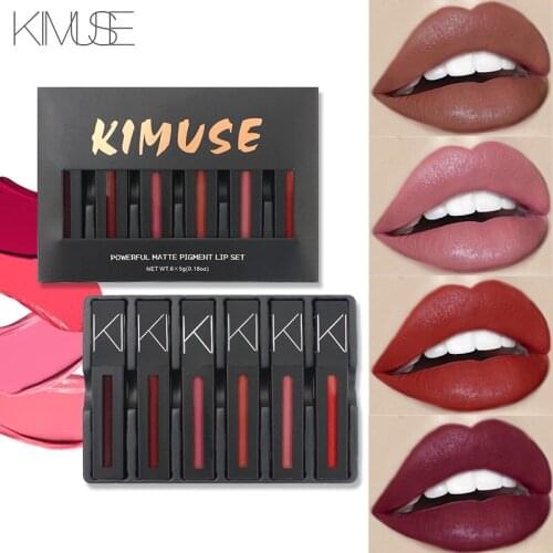 Kimuse Miao Color 12-Color Matte Glaze Douyin Celebrity Style Lip Gloss Non-stick Cup Lipstick Kit KS101