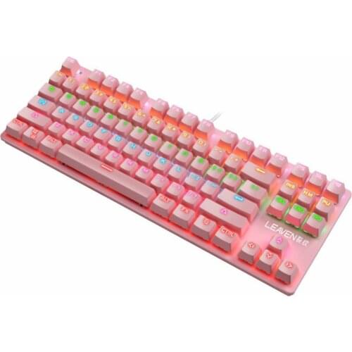 87 Keys Gaming Mechanical Keyboard Waterproof Dustproof Gamer Keyboard For Win Xp /7/8/10 Mac Above 10.2 - Pink (Blue Switch)