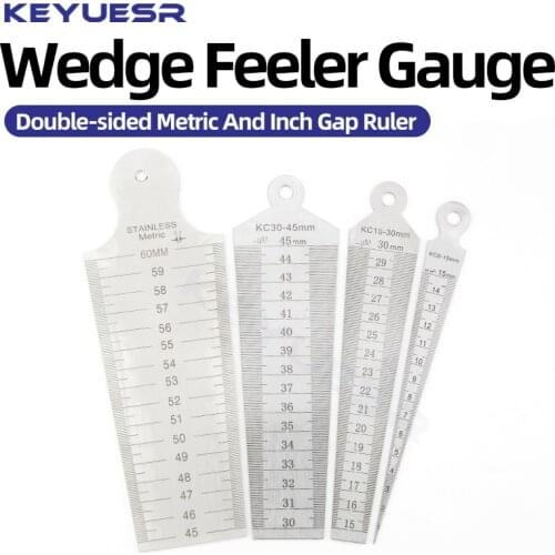 Wedge Feeler Gauge Stainless Steel Double Sided Metric Inch Gap Ruler Aperture Ruler Valve Gap Inner Diameter Measurement Tools