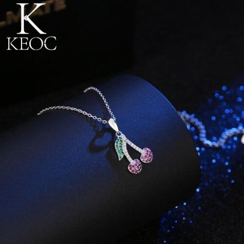 Keoc Cute Wish Selling Cherry Color Zircon Necklaces For Women Prom Party indieundertale Jewelry Gifts New Jewelry Sale