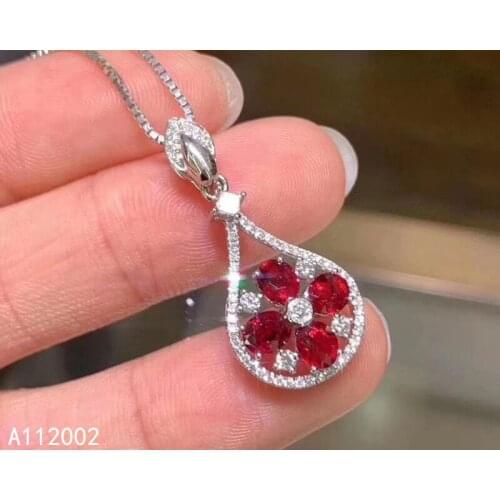 KJJEAXCMY Fine Jewelry Natural Ruby 925 Sterling Silver Women Gemstone Pendant Necklace Chain Support Test Lovely Hot Selling