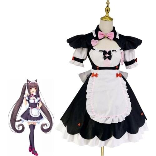 NEKOPARA Cosplay Chocolate Maid Costume Women Maid Outfit Cat Girl Dress Uniform Nekopara Cosplay Costume