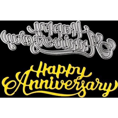 1pc happy anniversary Metal Cutting Dies Stencil Scrapbooking Photo Album Decor