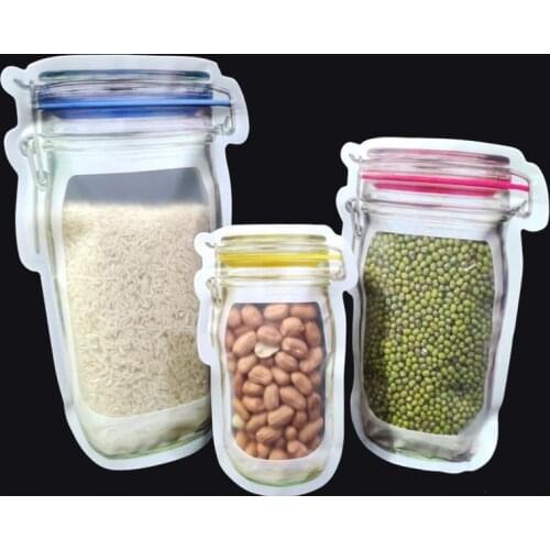 Reusable Jar Bottles Bags Nuts Candy Cookies Bag Seal Fresh Food Storage Snacks Zipper Sealed Kitchen Organizer