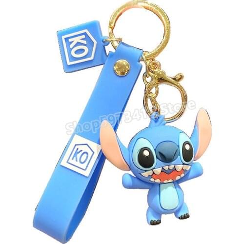 Cartoon Stitch Keychain Cute Doll Pendant Unisex Bag Silicone Anime Figure Doll Key Chain Keyring Disney Kid Birthday Gifts Toy