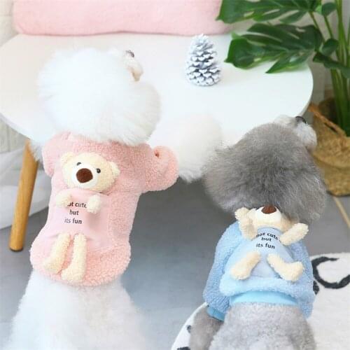 Soft Dog Fleece Dog Clothing Pet Jumpsuits Warm Coat Cute Outdoor Teddy Winter Two Legs Clothes