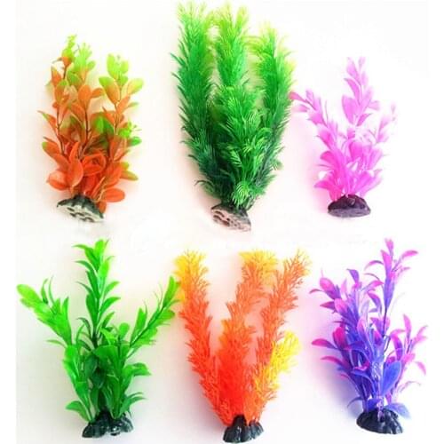 Multi Colored Aquarium Plastic Water Grass Kit Fish Tank Bottom Artificial Aquatic Plants Landscape Ornament Height 15-17cm