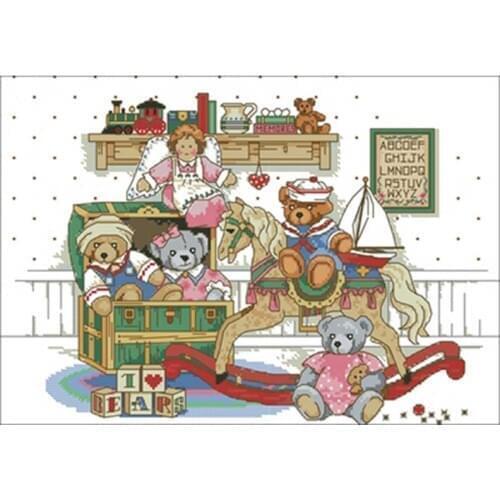 Trojan Bear patterns Counted Cross Stitch 11CT 14CT 18CT DIY wholesale Chinese Cross Stitch Kits Embroidery Needlework Sets