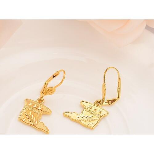 New gold map jewelry pendant wedding drop earring /Portuga/trinidad /Guyana Gold souvenir african Arab Jewelry Mom kid Gifts
