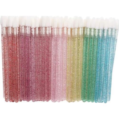 Wholesale 500pcs Disposable Crystal Handle Eyelash Lip Brush Mini Mascara Swab Wands Brush Applicator Lipstick Makeup Tool