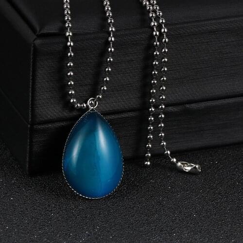 Natural Gem Stone Water Drop Pendant Necklaces Black Blue Onyx Pink Rock Crystal Lapis Lazuli Opal Green Aventurine Jewelry