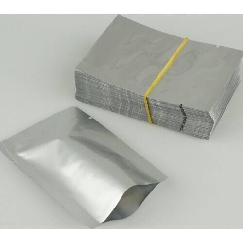 200pcs/lot 12x18cm Pure aluminium flat bag, purely mylar plating packing pouch Three-sides seal and Top open heat sealable pouch