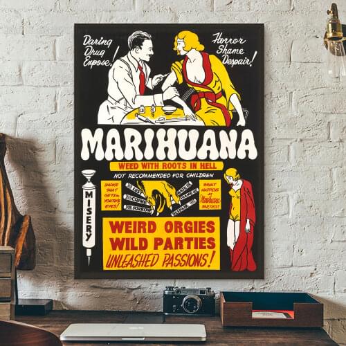 1930s Anti-Marijuana Campaign Poster Vintage Style Canvas Painting Wall Art Decor