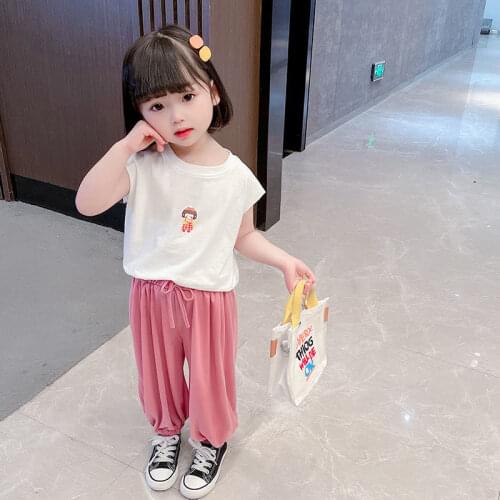 Girls Casual Clothes 2021 Summer Wear Cotton T-shirt + Pants 2 Pieces Sets Children Fashion Kids Baby Clothing Set