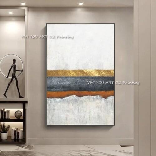 Wonderful Color Blocks World Canvas Painting Gray Orange Gold Big Handpainted Wall Picture Living Room Abstract Canvas Art