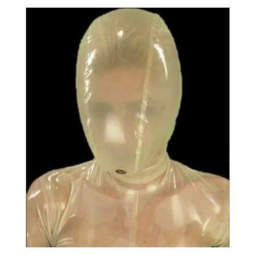 Transparent Latex Fetish Hood Mask Breath Control with Back Zipper