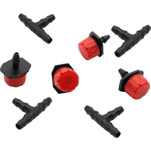 Adjustable Dripper Agriculture Garden Irrigation Misting Micro Flow Dripper Drip System with 1/4" Barb tee connector 10 Sets