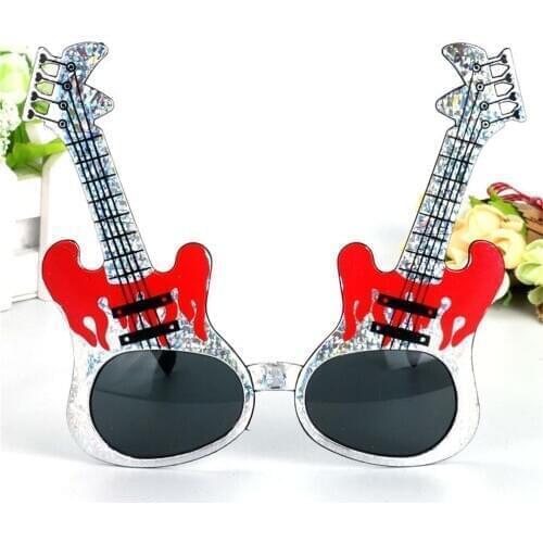 Decorated Guitar Costume Glasses Night Photobooth Props Eyewear Dress Accessories Photobooth Props Festive Party Supplies