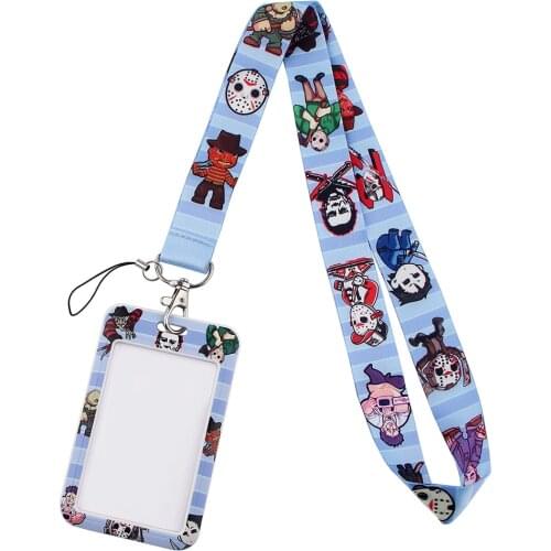 DZ1574 Movie Halloween Print Keychain Ribbon Lanyards for Keys ID Card Phone Straps Hanging Rope Lariat Students Badge Holder