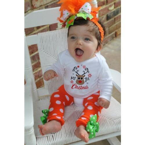 My First Christmas Infant Baby Unisex Romper Toddler Boy Girl Party Dress Newborn Long Sleeve Funny Jumpsuit Outfit