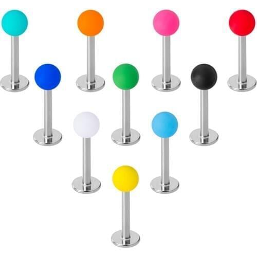 10PCS New Colorful Acrylic Labret Monroe Lip Ring Tragus Helix Earring Stud Barbell Cartilage Earrings Stud Piercing Jewelry 16G