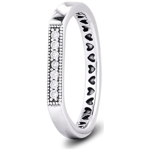 Sparkling Bar Stacking Ring Silver Woman Rings For Jewelry Making 925 sterling silver Jewelry Wedding Rings bijoux femme