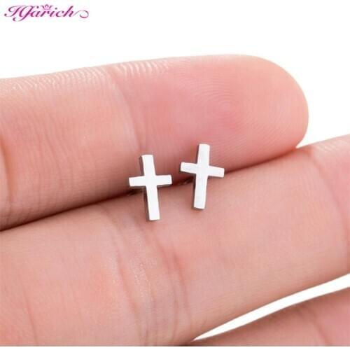 Punk Gothic Stainless Steel Stud Earring Christian Jesus Cross Earring Fashion Women Men Bff Street Hip Hop Rock Jewelry Gift