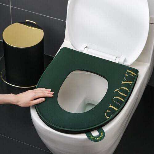 Bathroom Square Toilet Seat Cushion Velvet Washable Funda Tapa WC Mat Pad Cushion for Round Toilet Seat Bidet Covers Accessories