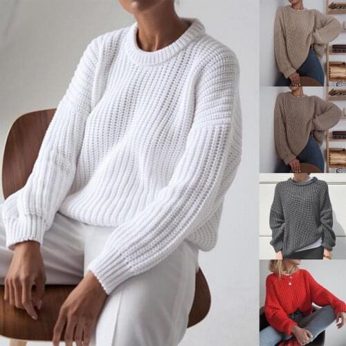 Women New Casual O Neck Long Sleeve Solid Color Jumper Pullover Loose Knit Sweater Streetwear Oversized Pullover coat кардиган