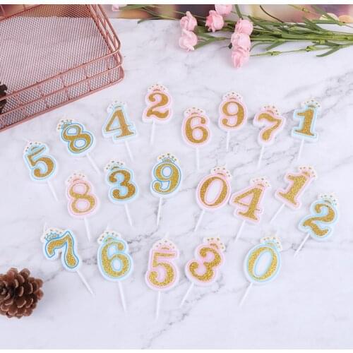 1PCS 1 2 3 4 5 6 7 8 9 0 Birthday Candles Gold Sliver Kids Crown Birthday Candles for Cake Party Supplies Cake Candles