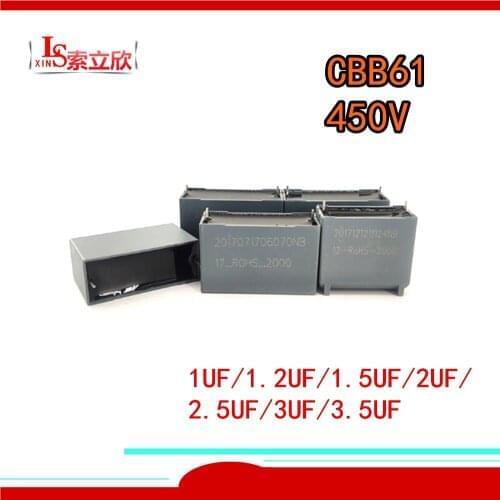 10PCS CBB61 CBB6 1UF 1.5UF 2UF 2.5 3UF 3.5UF 450V Air Conditioner Main Board Circuit Board Fan Start Capacitor