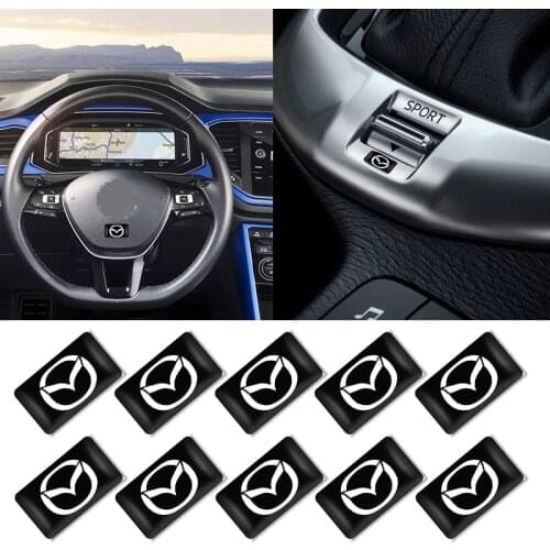 10pcs Car Style Decorative Badge Steering Wheel Decal Sticker for Mazdas 5 6 323 626 RX8 7 MX3 MX5 Atenza Axela Car Accessories