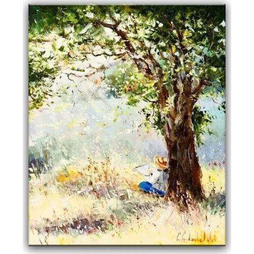 100% hand painted oil painting Home decoration high quality landscape knife painting pictures DM16062803
