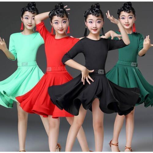 2019 girls latin dresses for dancing ballroom dance dress rumba samba velvet children samba cha cha tango skirt standard salsa
