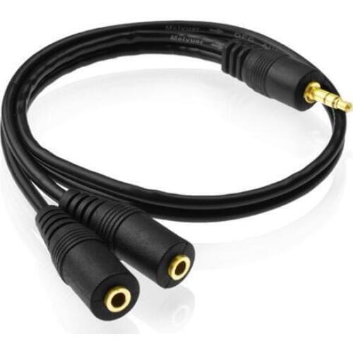 3.5mm male Plug to 2 Stereo Socket patch cord Audio cable adapter about 20cm