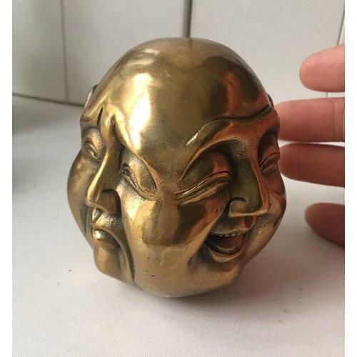5CM / 8CM Folk Brass Buddhism 4 Modds Face Emotions Maitreya Buddha Head Statue decoration wholesale factory Bronze Arts outlets