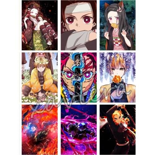 DIY Cross Stitch Demon Slayer Kimetsu No Yaiba 5D Diamond Painting Anime Character Full Round Drill Embroidery Pattern Artwork