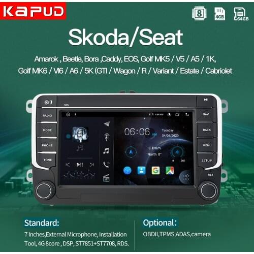 Kapud Android Car Multimidia 7''Bright Edge For VW/Volkswagen/Golf/Polo/Tiguan/Passat/Leon/Octavia Autoradio Radio Stereo Gps BT