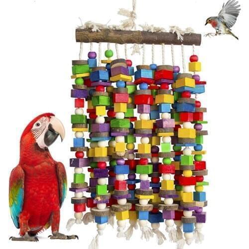 Large Bird Parrot Chewing Toy Multicolored Natural Wooden Bird Tearing Toys for Macaws cokatoos,African Grey and Amazon Parrot