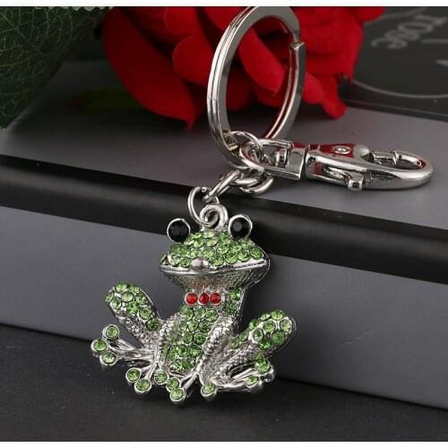 2020 Tinykenro new hot style cute fashion rhinestone green sitting frog bag purse keychain