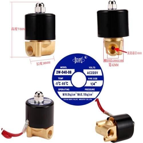 DN08 1/4" Solenoid Valve 12V 24V 220V Copper Valve Body Copper Coil Oil Pneumatic Valve